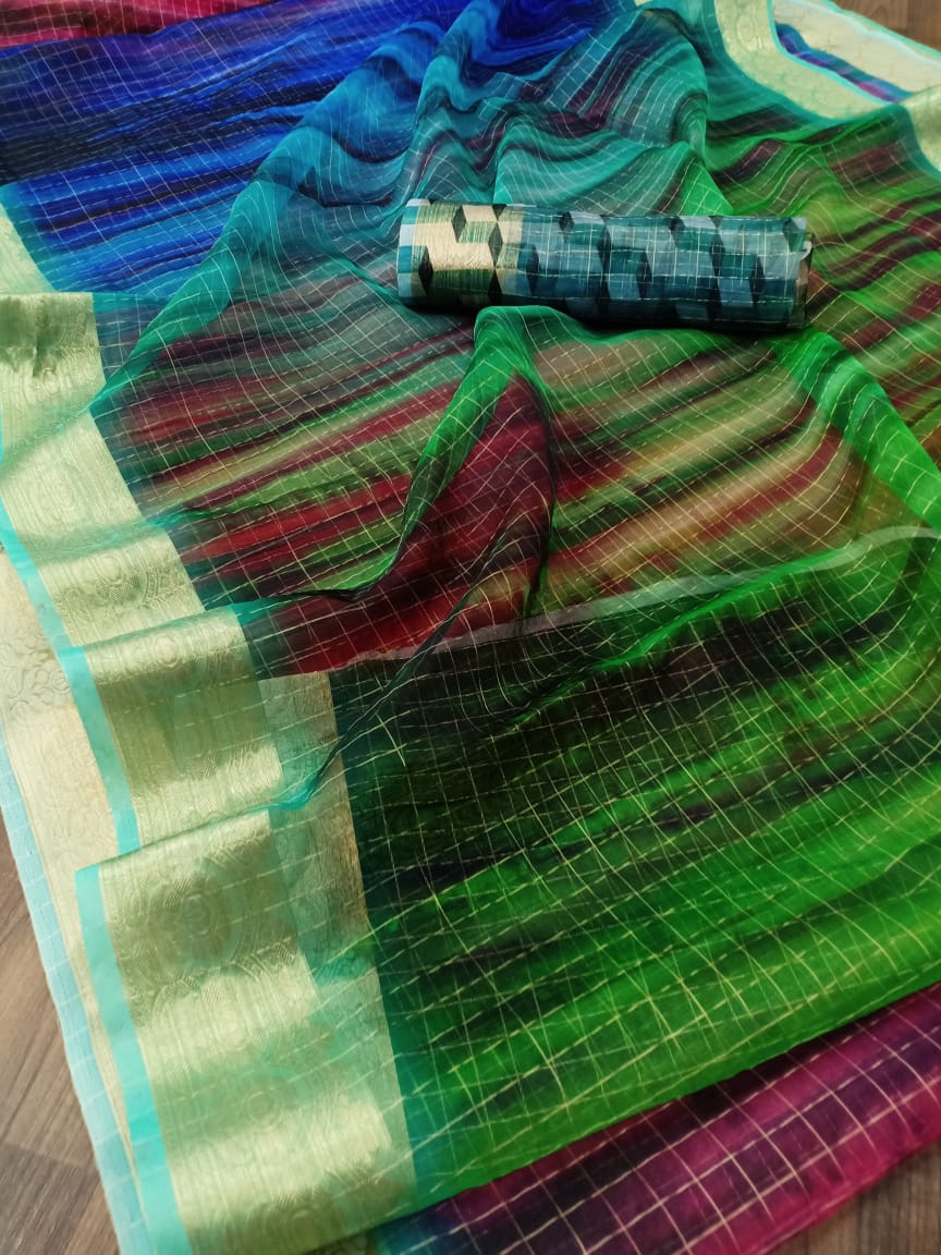Vastra  Latest Fancy Designer Party Regular Wear Organza Digital Print Saree Collection
